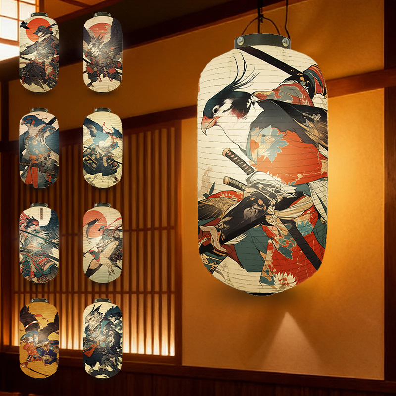 Japanese Lantern Paper - Japanese Style Samurai Cloth Lantern Restaurant