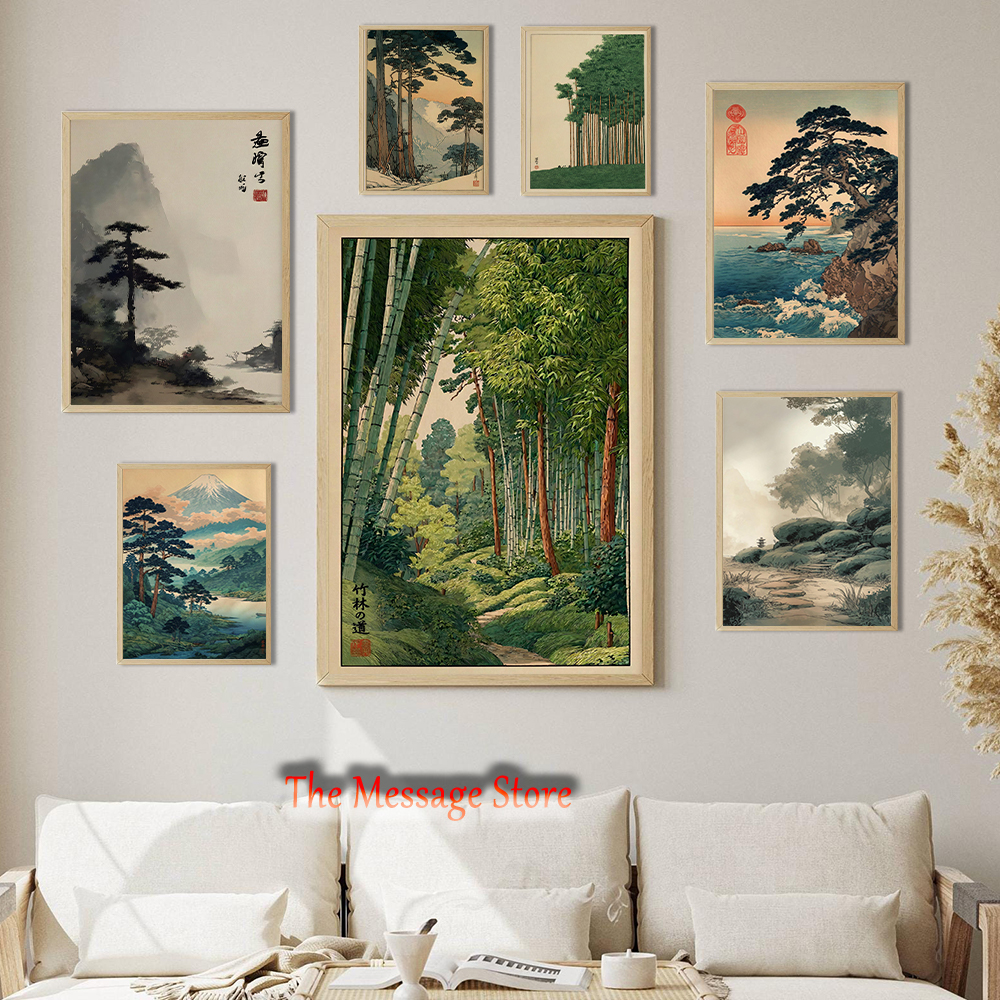 Japanese Traditional Lifestyle - Vintage Japanese Forest Pine Trees Bamboo