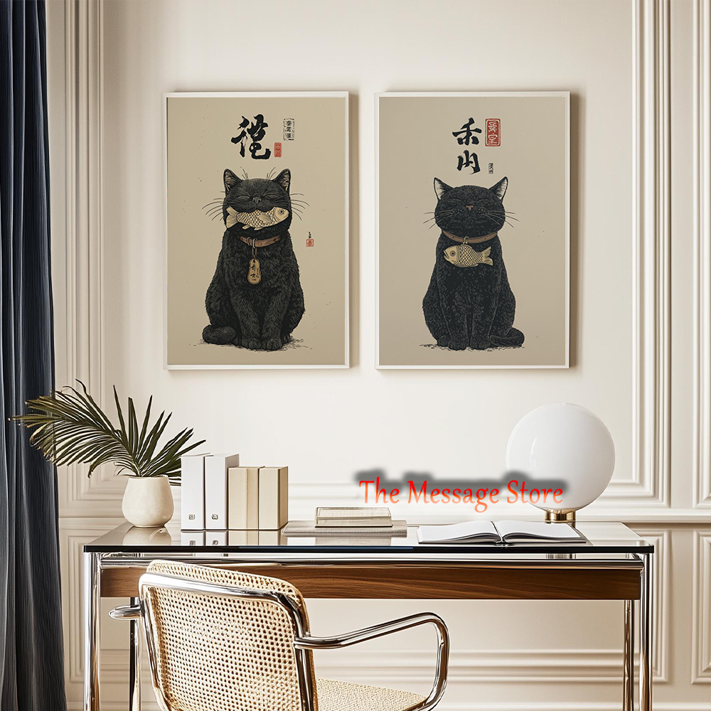 Black Lucky Cat Ukiyo-e Japane - مراجعة Japanese Traditional Lifestyle وسعره