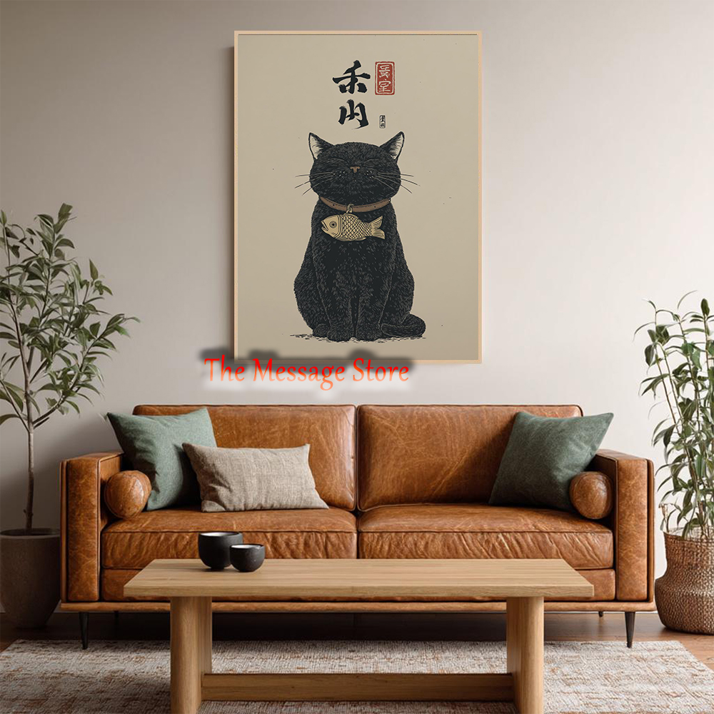Black Lucky Cat Ukiyo-e Japane - مراجعة Japanese Traditional Lifestyle وسعره