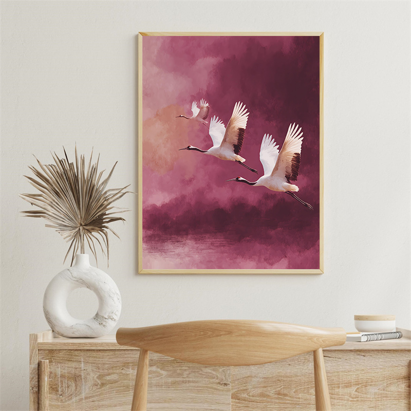 Vintage Crane Flying Birds Flo - مراجعة Japanese Lifestyle Home وسعره