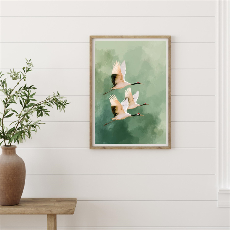 Vintage Crane Flying Birds Flo - مراجعة Japanese Lifestyle Home وسعره