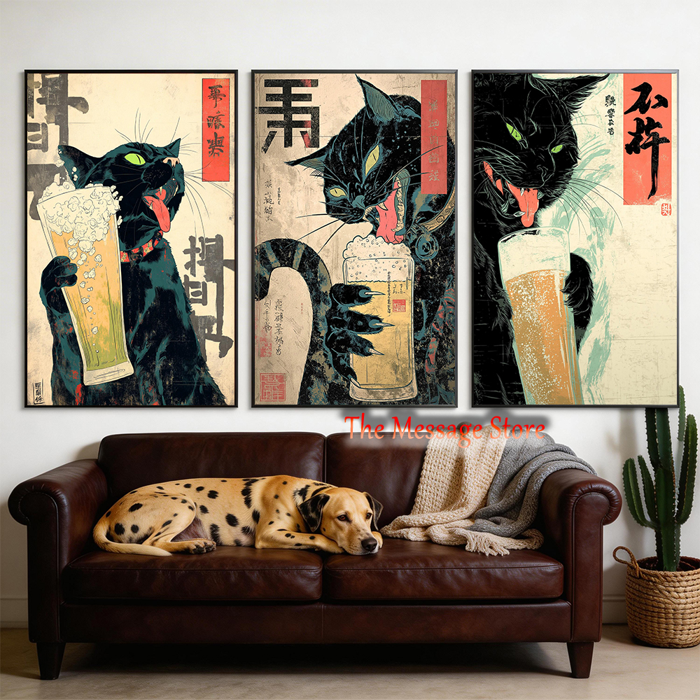 Japanese Quirky Cat Drinking A - مراجعة Japanese Lifestyle Home وسعره