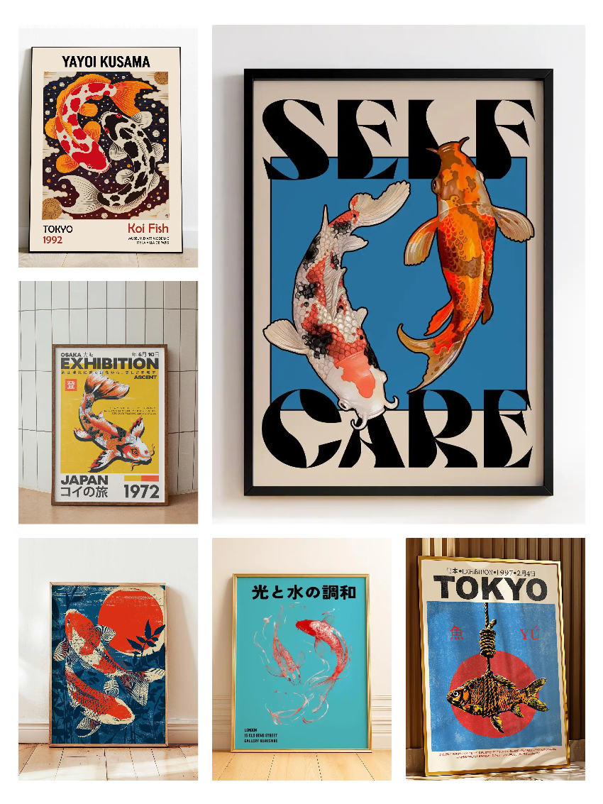 Japanese Red Koi Fish Canvas P - مراجعة Japanese Lifestyle Home وسعره