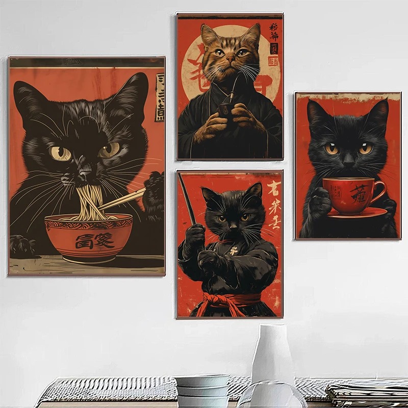 Japanese Edo Style Black Cat E - مراجعة Japanese Lifestyle Home وسعره