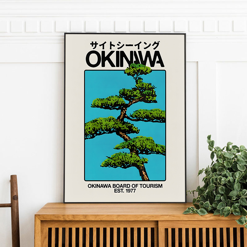 1 Piece of Okinawa Retro Mural - مراجعة Japanese Lifestyle Home وسعره