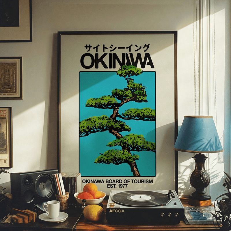 1 Piece of Okinawa Retro Mural - مراجعة Japanese Lifestyle Home وسعره