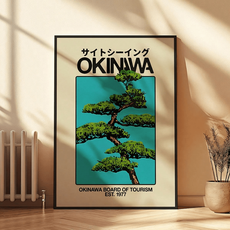 1 Piece of Okinawa Retro Mural - مراجعة Japanese Lifestyle Home وسعره